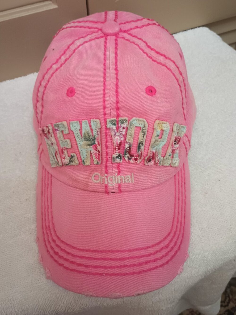 Distressed Pink New York Robin Ruth Cap